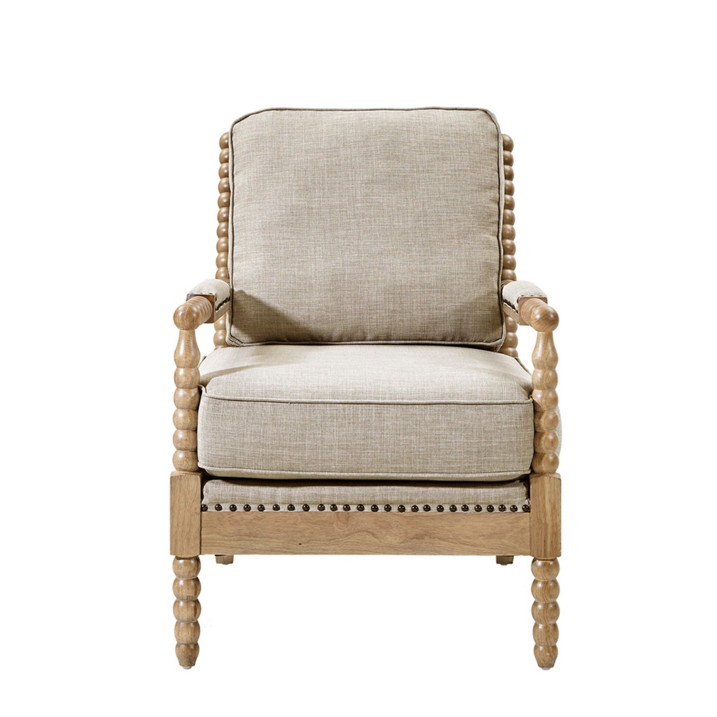 Arm Chair With Open Back Spindle Design, Padded Armrests JLA