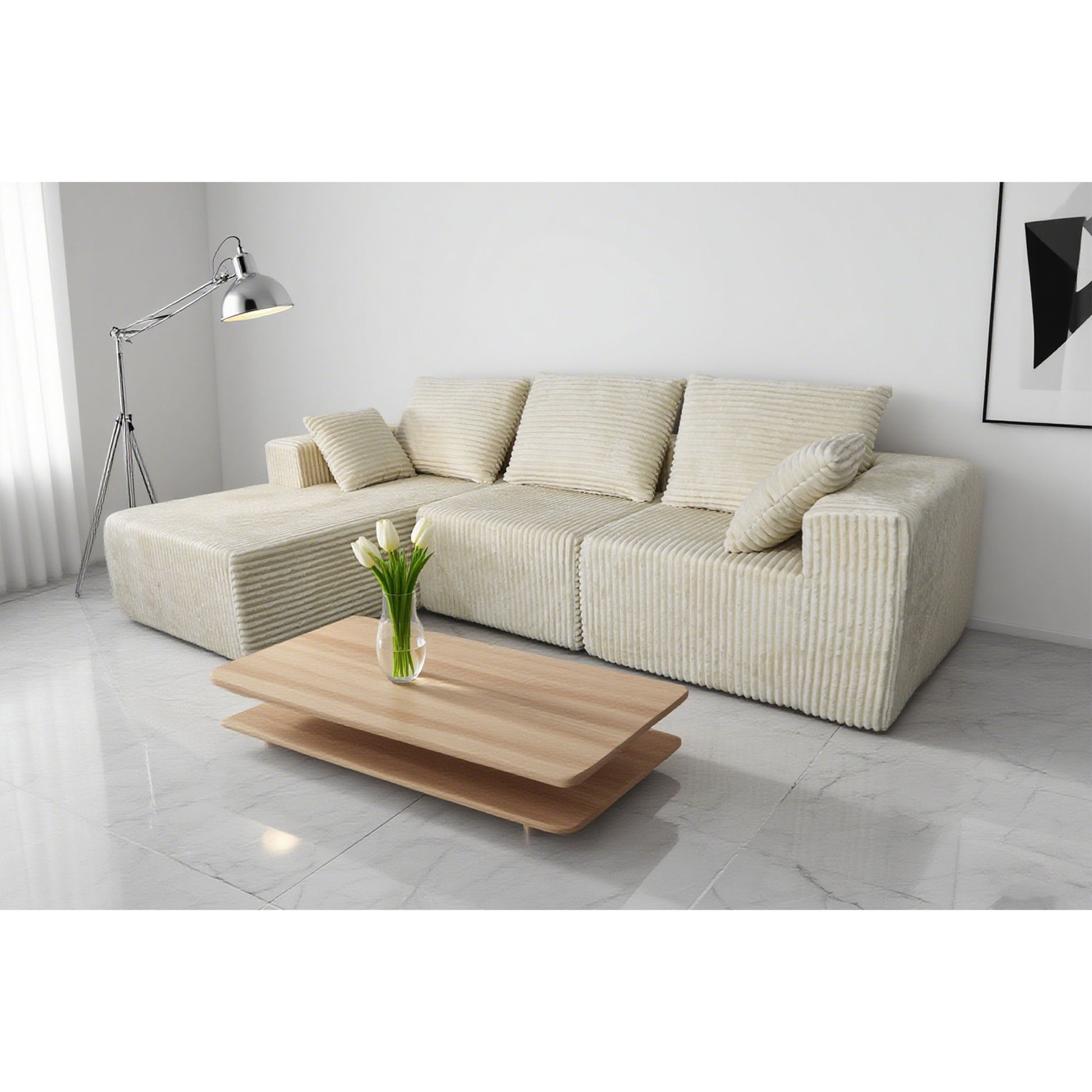 Corner Combination Sofa Sectional Couch With Soft Plush Fabric Home Essentials