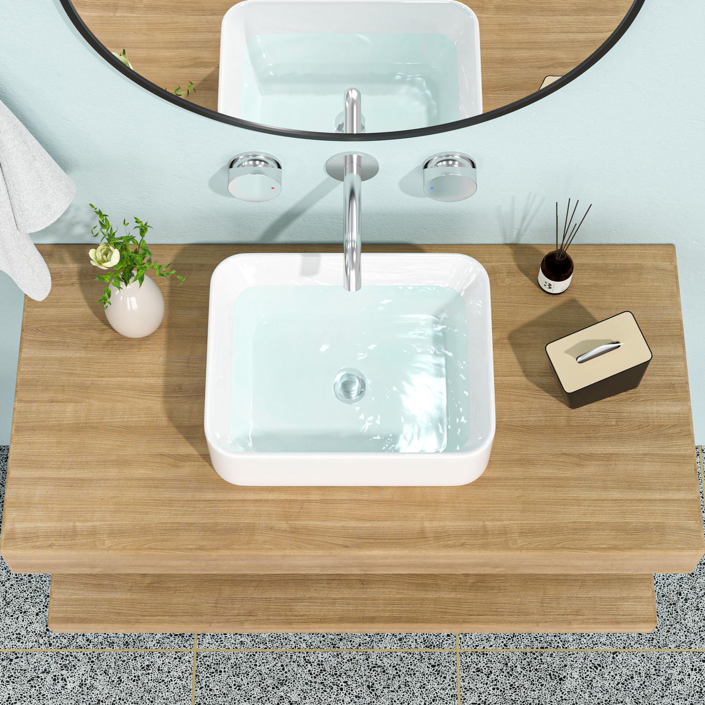 Modern European Design Ceramic Rectangular Vessel Bathroom Sink Daily Nest