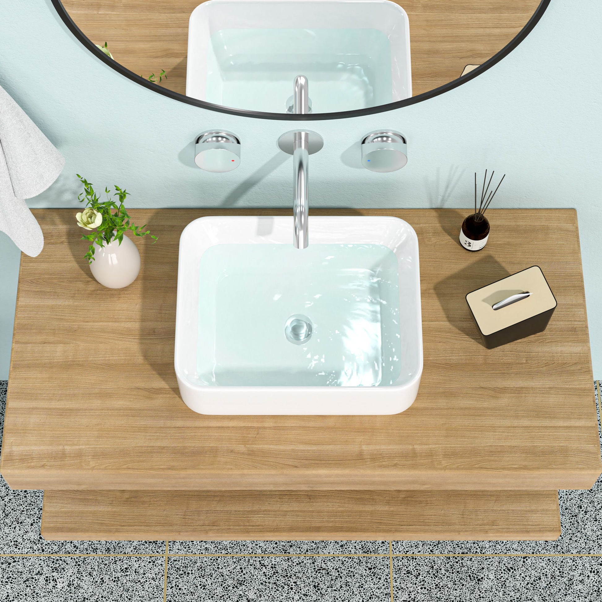 Modern European Design Ceramic Rectangular Vessel Bathroom Sink Daily Nest
