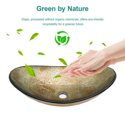 Tempered Glass Vessel Sink With Boat Shape Pop-Up Drain Daily Nest