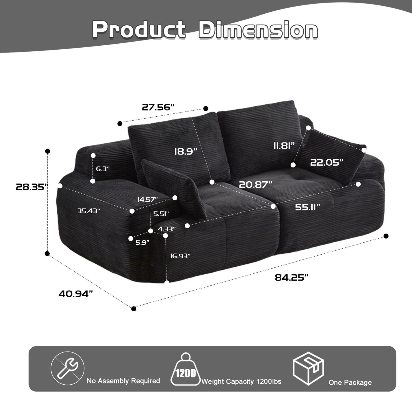 2 Seater Large Sectional Couches For Living Room Home Essentials