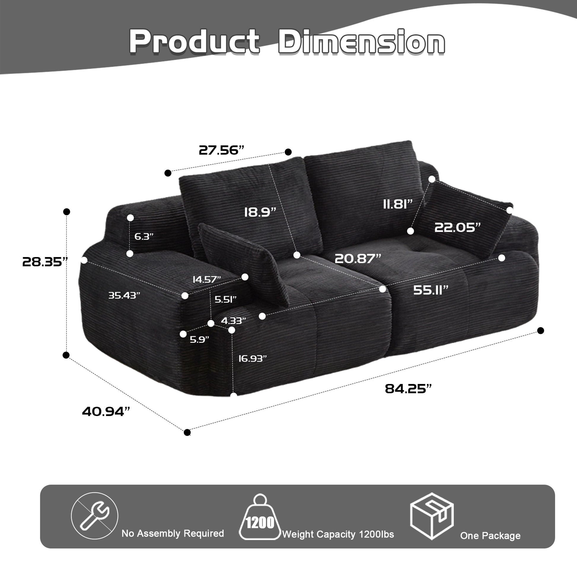 2 Seater Large Sectional Couches For Living Room Home Essentials