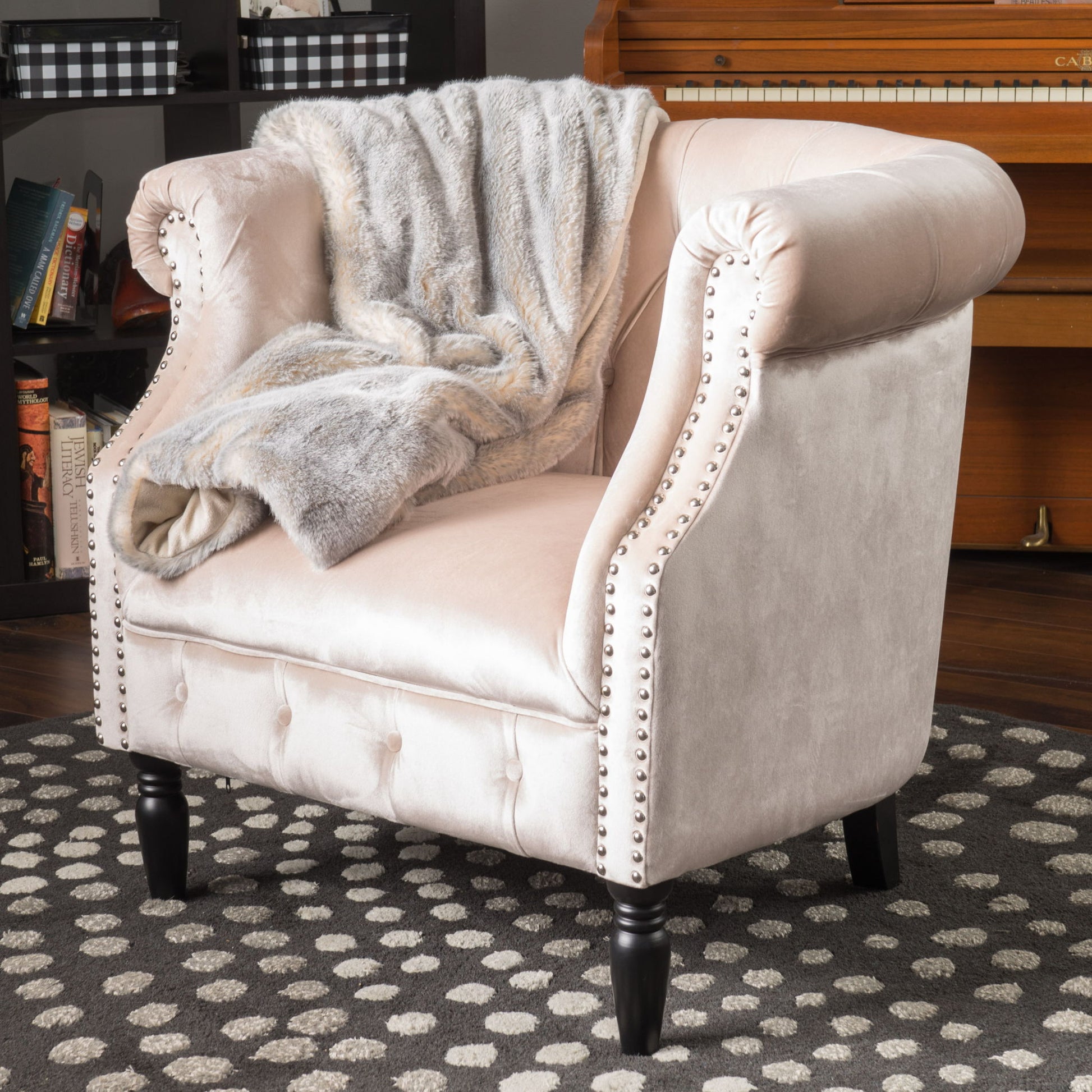 Celestialis - Upholstered Club Chair With Tub Design And Rolled Recessed Armrests Noble House