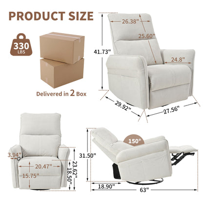 270° Power Swivel Rocker Glider Recliner Chair With USB Ports Home Essentials