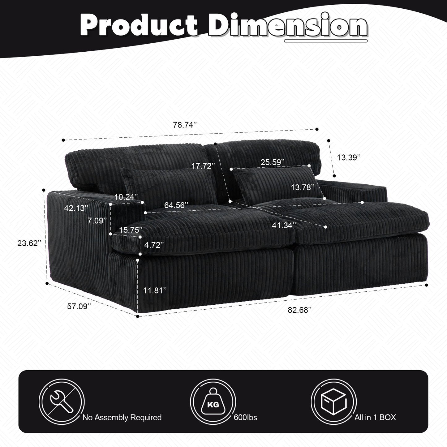 Double Chaise Lounge Chair, Oversized Upholstered Sleeper Cloud Couch Home Essentials