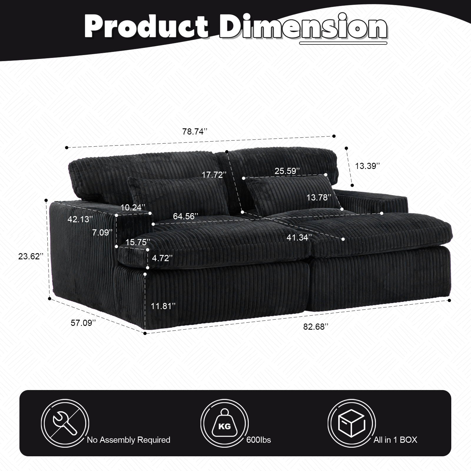 Double Chaise Lounge Chair, Oversized Upholstered Sleeper Cloud Couch Home Essentials