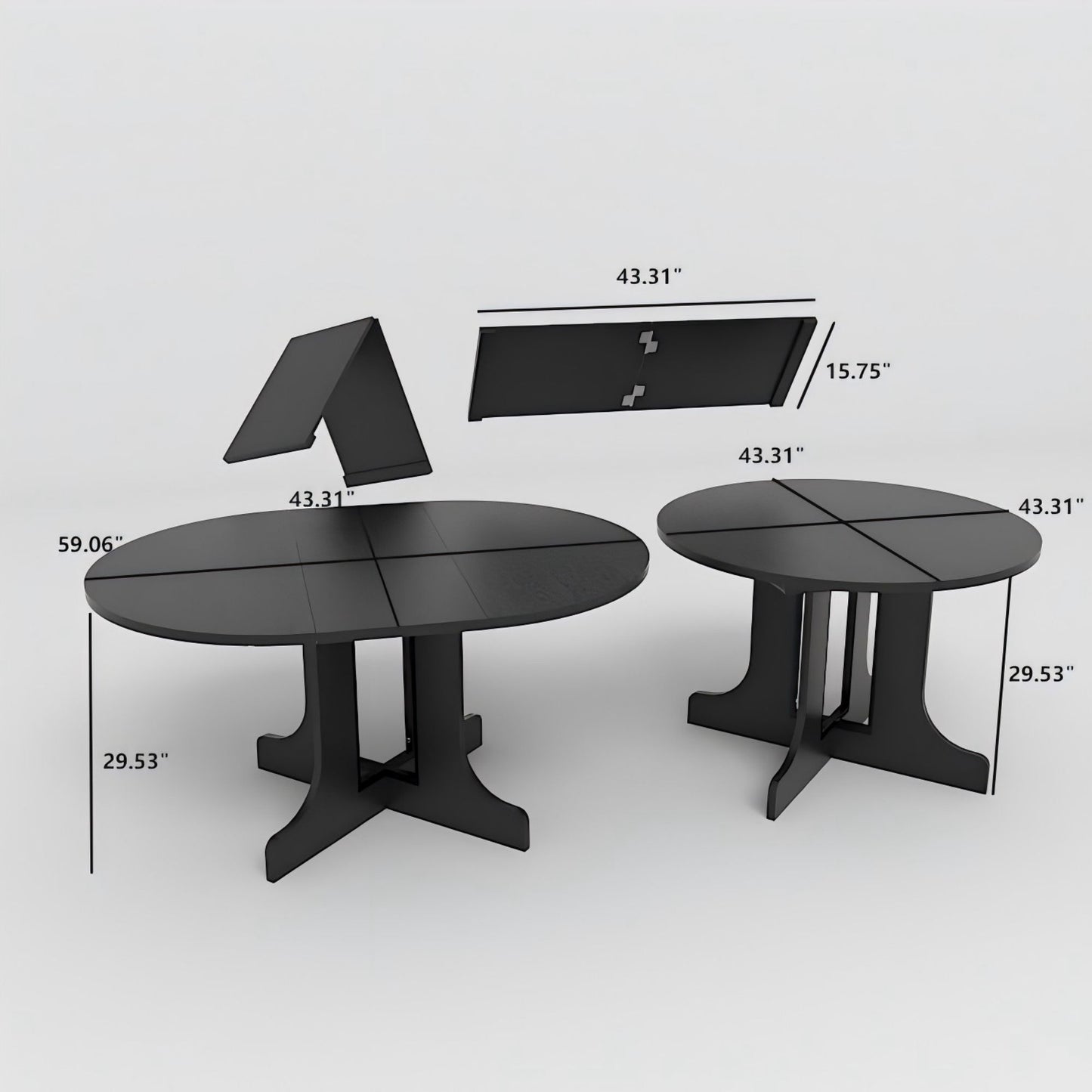 Dining Table For Farmhouse Kitchen Expandable Oval Table Top With Removable Leaf Trestle X Shaped Base - Black Home Essentials