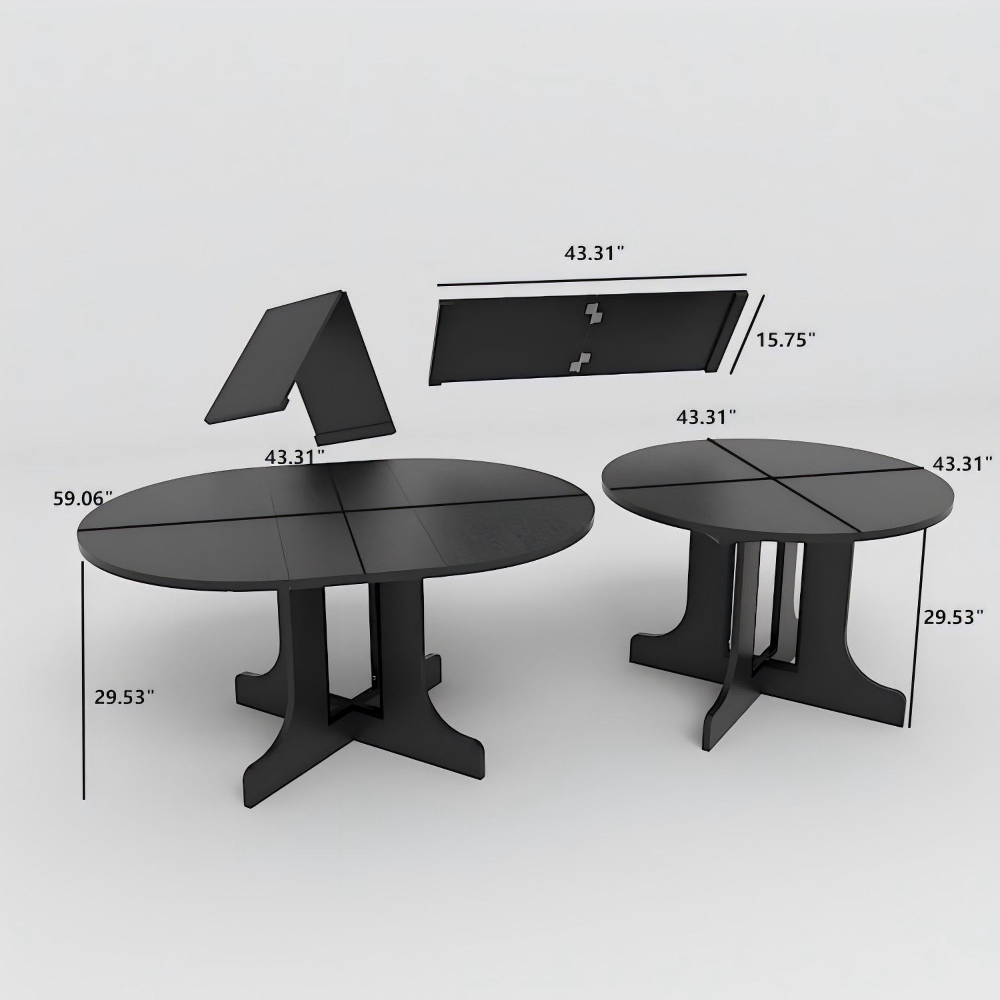 Dining Table For Farmhouse Kitchen Expandable Oval Table Top With Removable Leaf Trestle X Shaped Base - Black Home Essentials