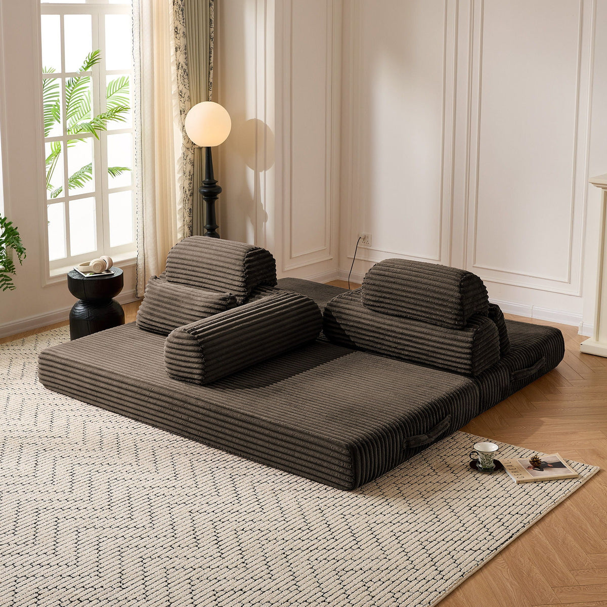 Convertible Sleeper Sofa With & Side Storage Pocket, Foldable Upholstered Couch For Living Room Home Essentials
