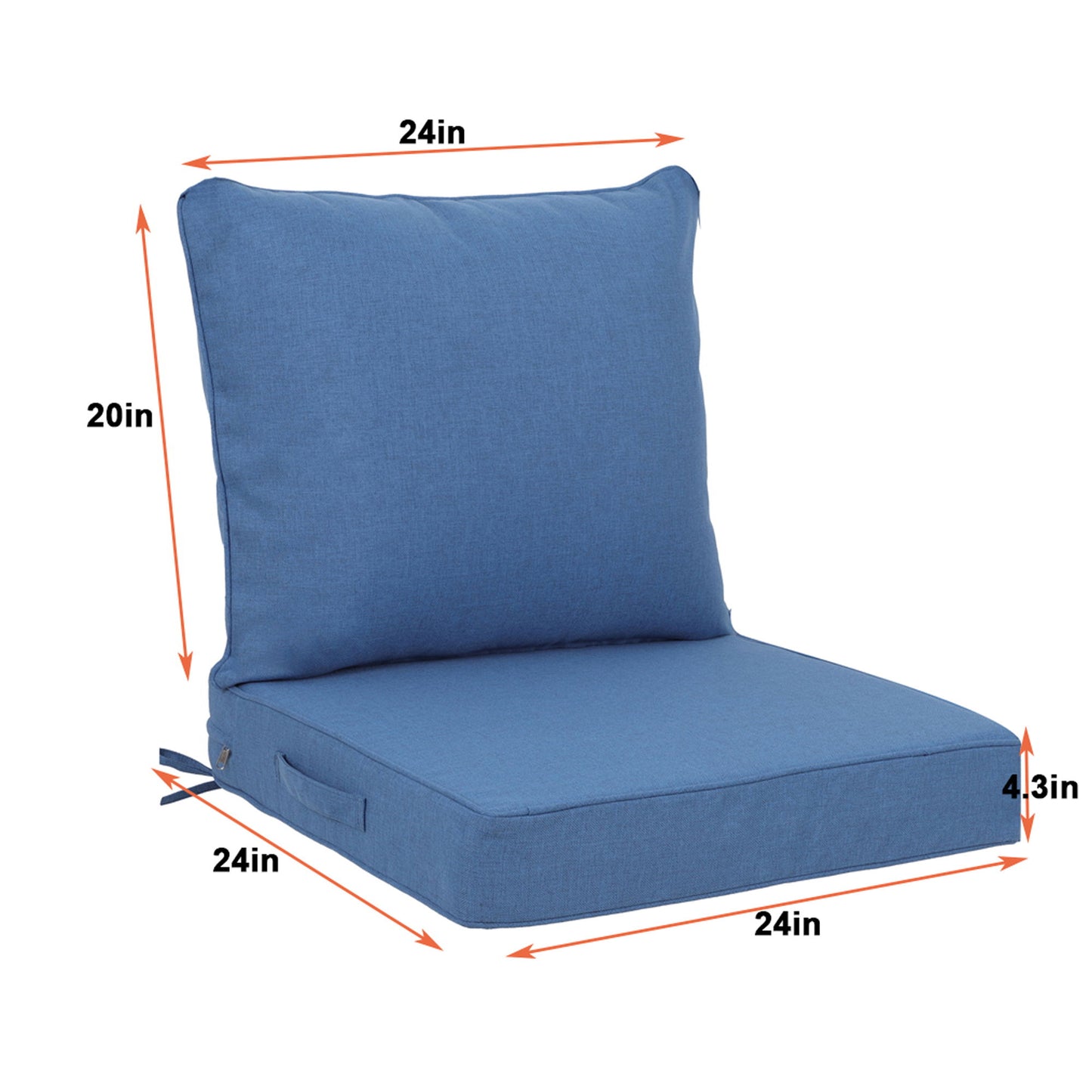 Outdoor Deep Seat Cushion Set Waterproof Fade Resistant Patio Furniture Cushions, Removable Covers, Adjustable Straps & Handles - Navy Blue Home Essentials