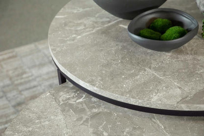 Lainey - 2 Piece Round Faux Marble Nesting Coffee Table - Gray CoasterEveryday