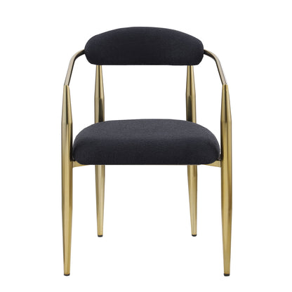 Dining Chairs (Set of 2), Mid-Century Modern Dining Chairs, Kitchen Dining Room Chairs, Round Boucle Backrest Sherpa Dining Chair With Metal Legs Home Essentials