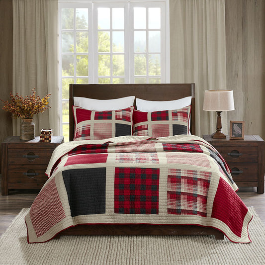 Huntington - King Oversized Quilt Mini Set - Red