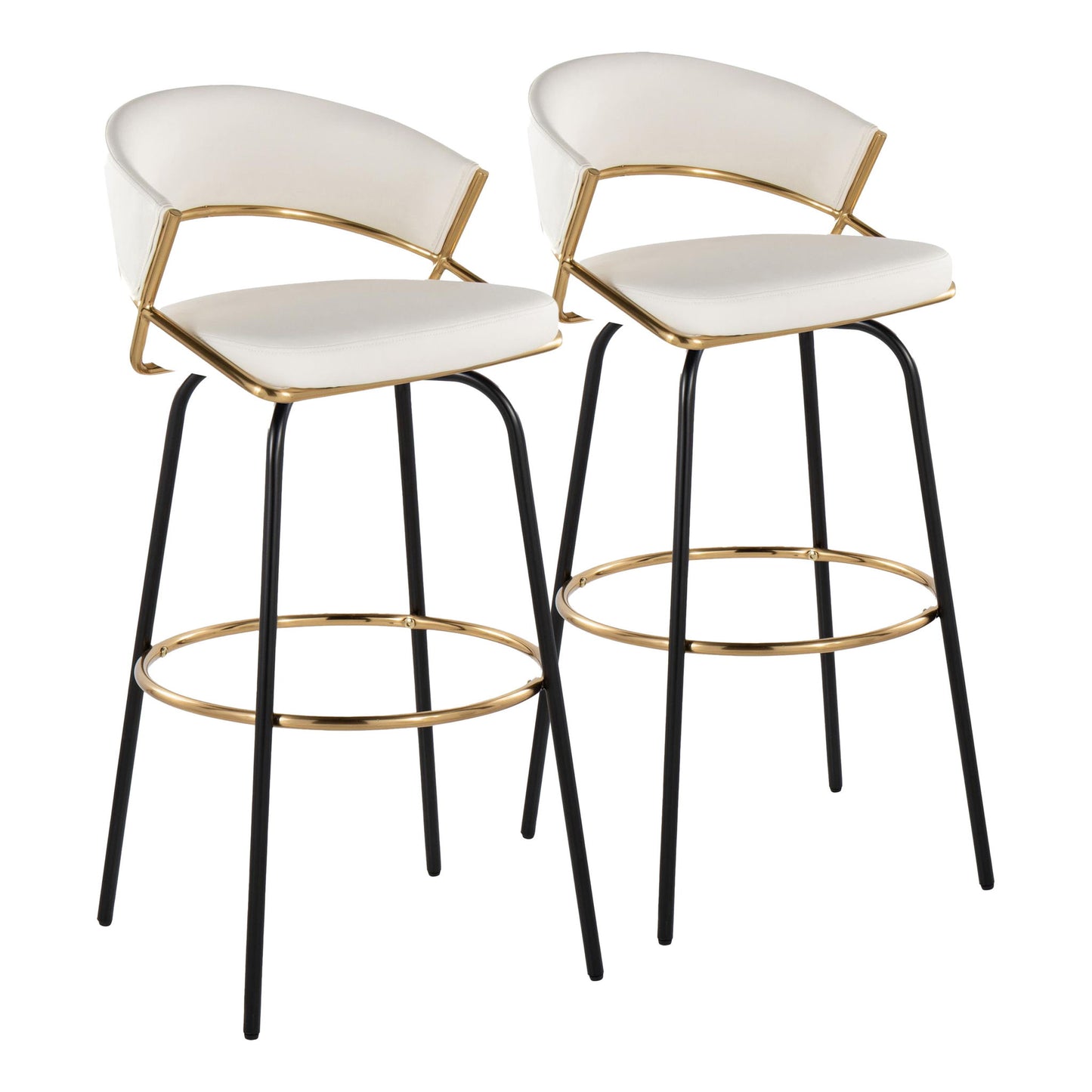 Jie - Fixed Height Contemporary Barstool With Swivel Round Footrest (Set of 2) Lumi Source