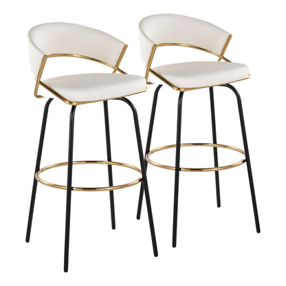 Jie - Fixed Height Contemporary Barstool With Swivel Round Footrest (Set of 2) Lumi Source