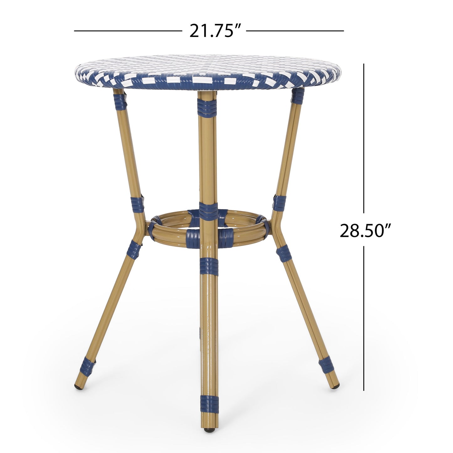 French Bistro Table Outdoor Elegance - White / Blue Noble House