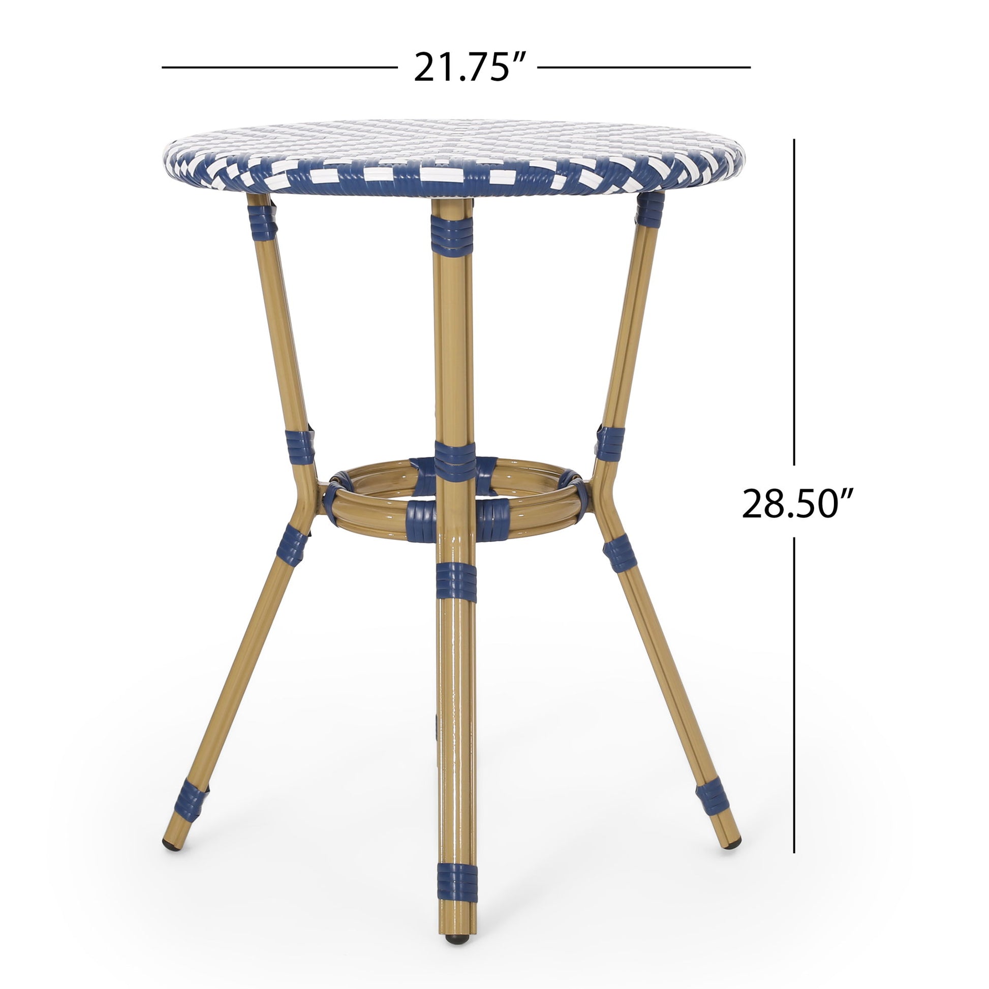 French Bistro Table Outdoor Elegance - White / Blue Noble House
