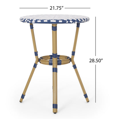 French Bistro Table Outdoor Elegance - White / Blue Noble House
