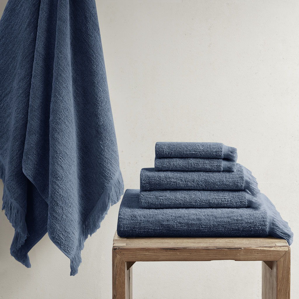 Nova - Dobby Slub 6 Piece Towel Set - Navy