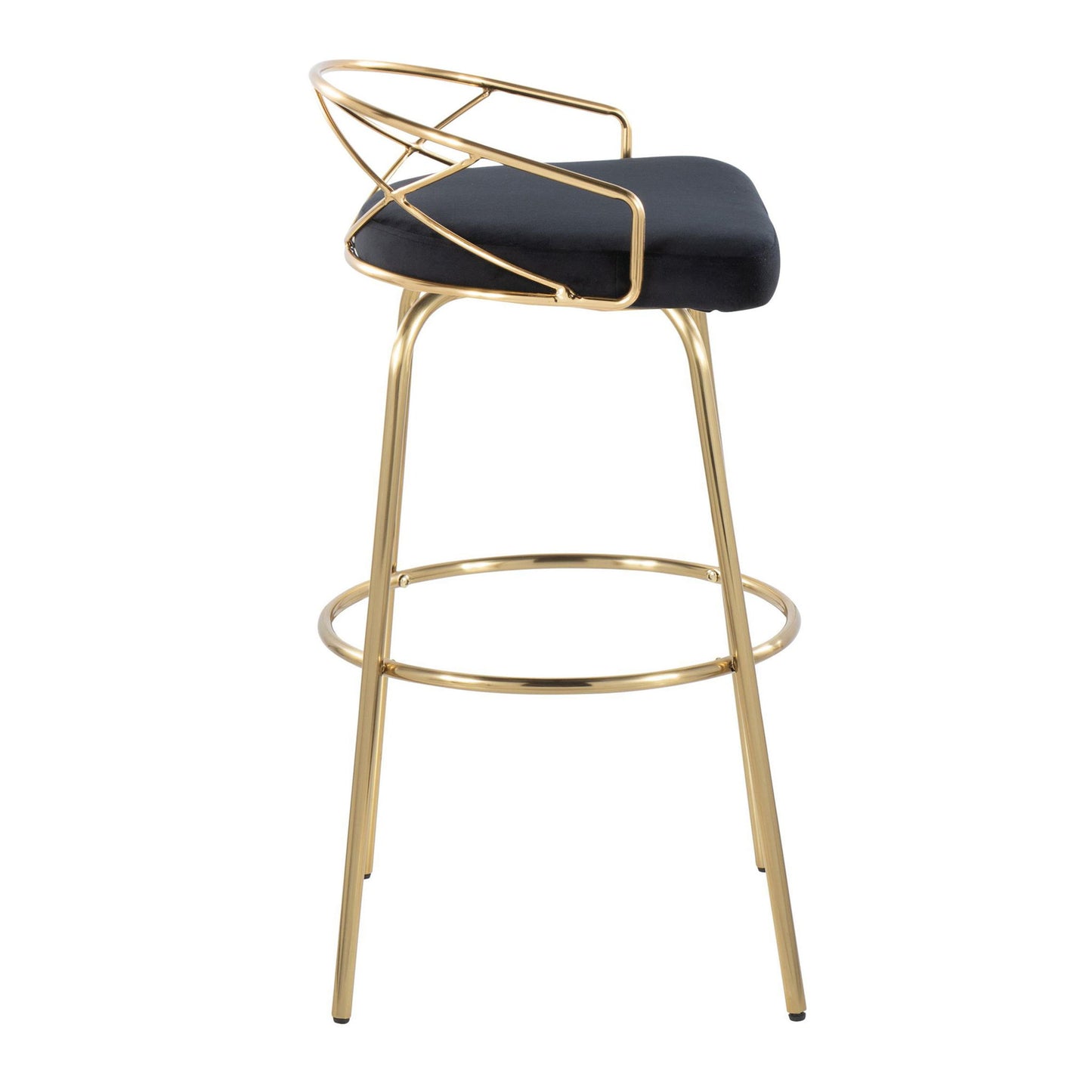 Charlotte - Glam Glam / Art Deco Fixed Height Barstool With Swivel With Round Footrest (Set of 2) Lumi Source