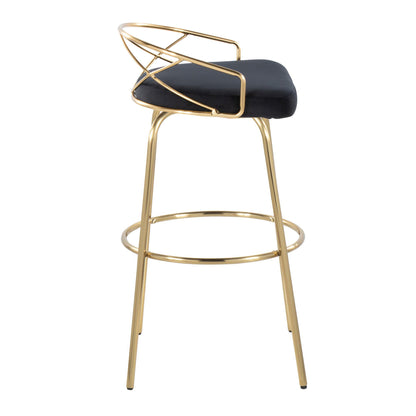 Charlotte - Glam Glam / Art Deco Fixed Height Barstool With Swivel With Round Footrest (Set of 2) Lumi Source