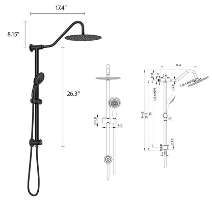 Shower System With 5 Function Rain Hand Shower And Slide Bar Combo Daily Nest