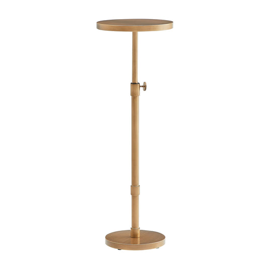 Morven - Adjustable Height Accent Table With Round Metal Top And Pedestal Base - Antique Brass Home Essentials