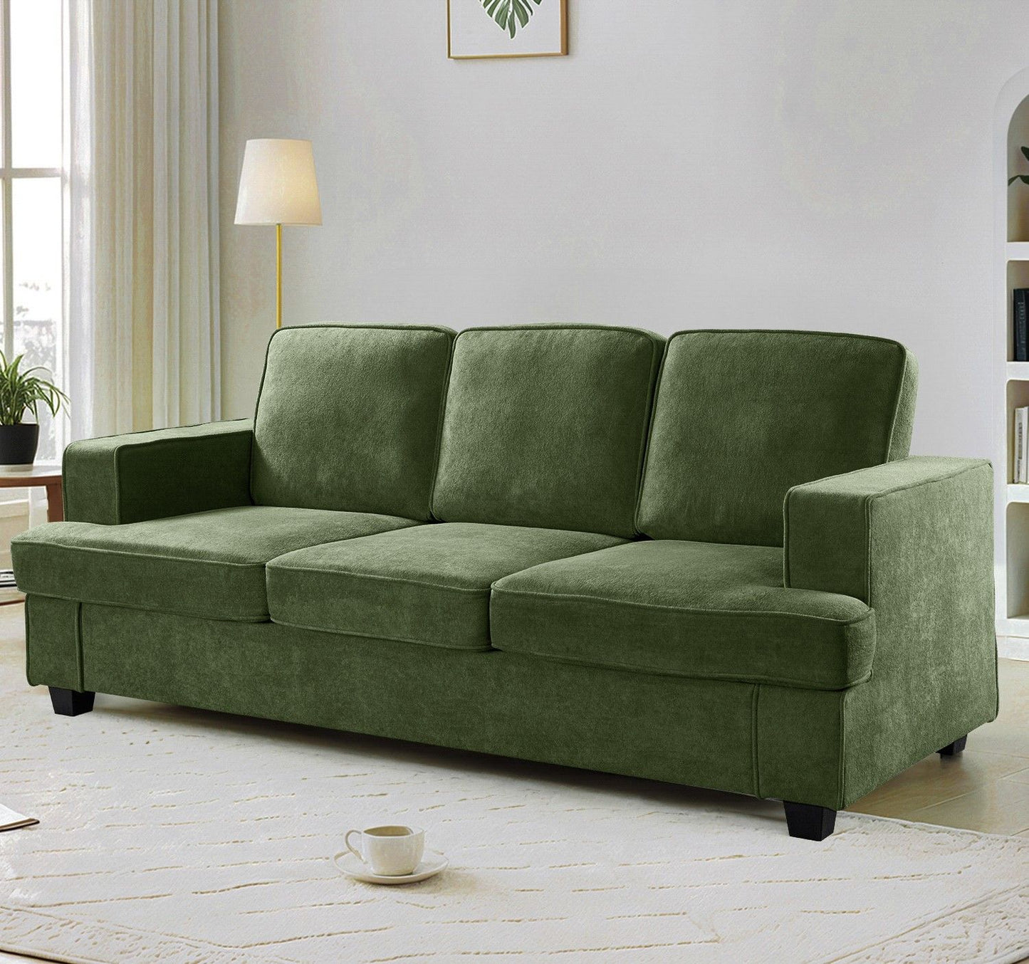 Modern Sofa, Comfortable 3 Seater Couch With Deep Seating, Loose Back Cushions, Wide Arms US Pride