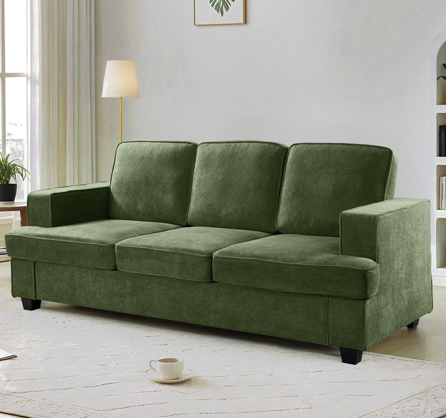 Modern Sofa, Comfortable 3 Seater Couch With Deep Seating, Loose Back Cushions, Wide Arms US Pride