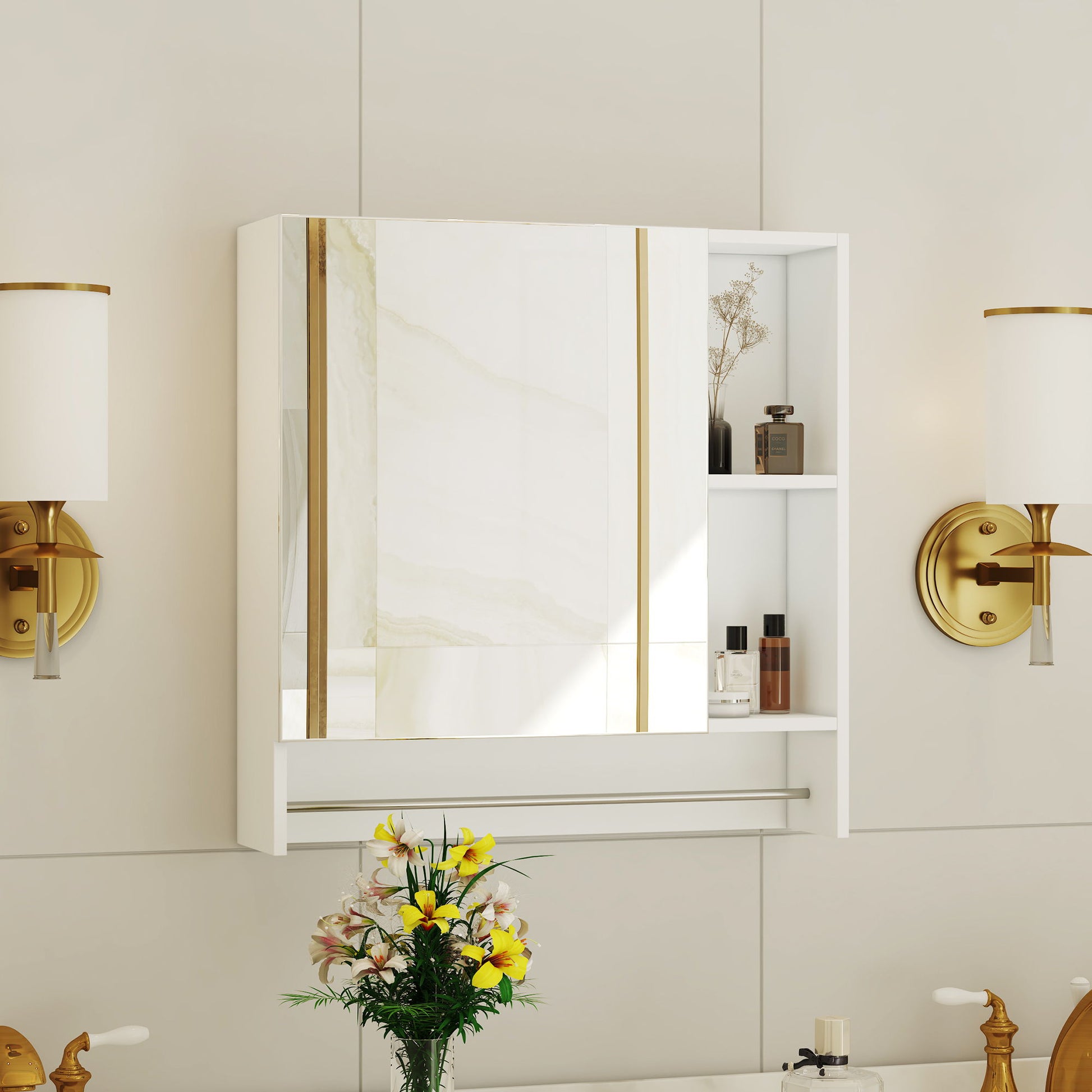 Wall Mounted Bathroom Storage Medicine Cabinet Cabinet With Mirror Door Home Essentials