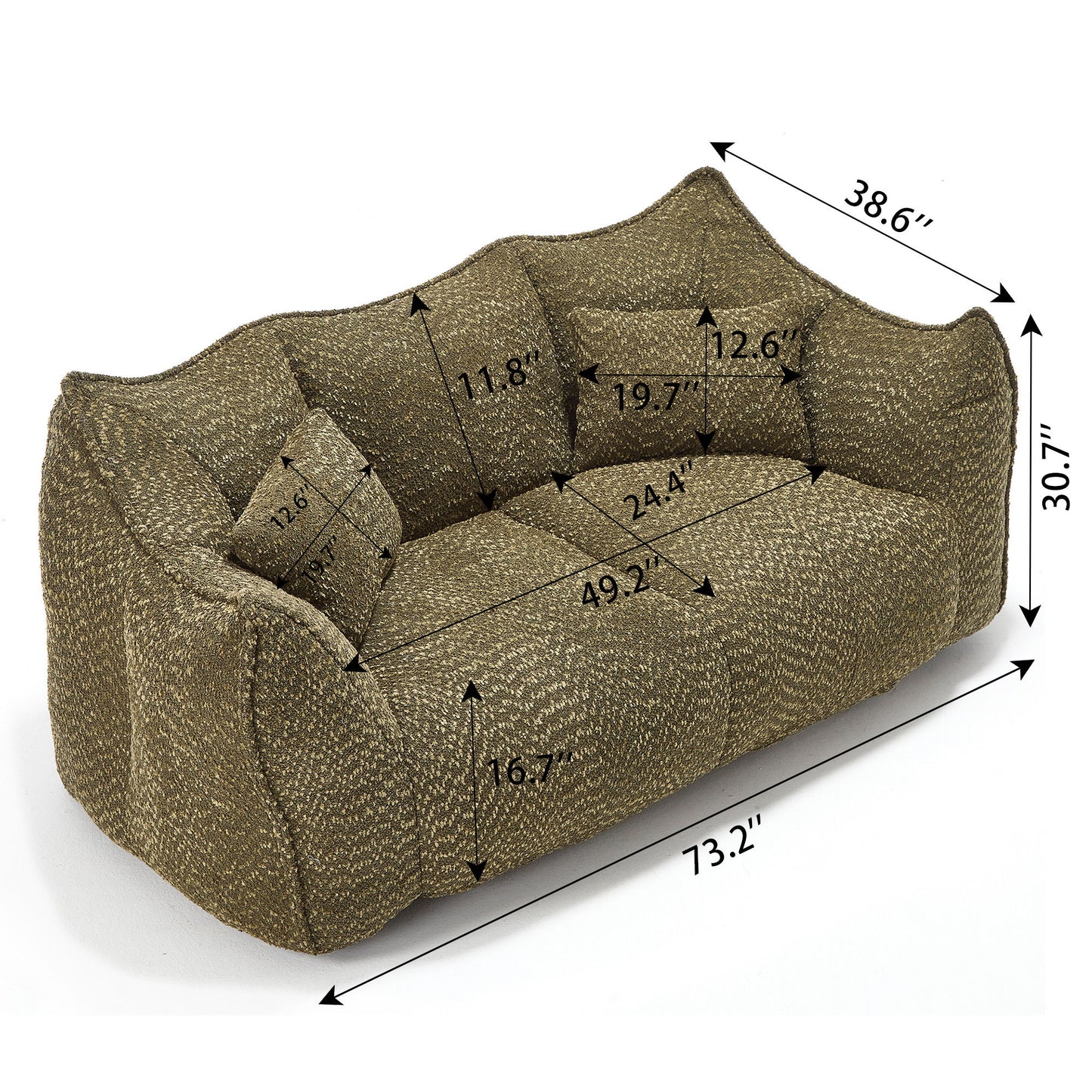 Comfortable Dual Beanbag Chair With High Resilience Foam Core For 2 People Home Essentials
