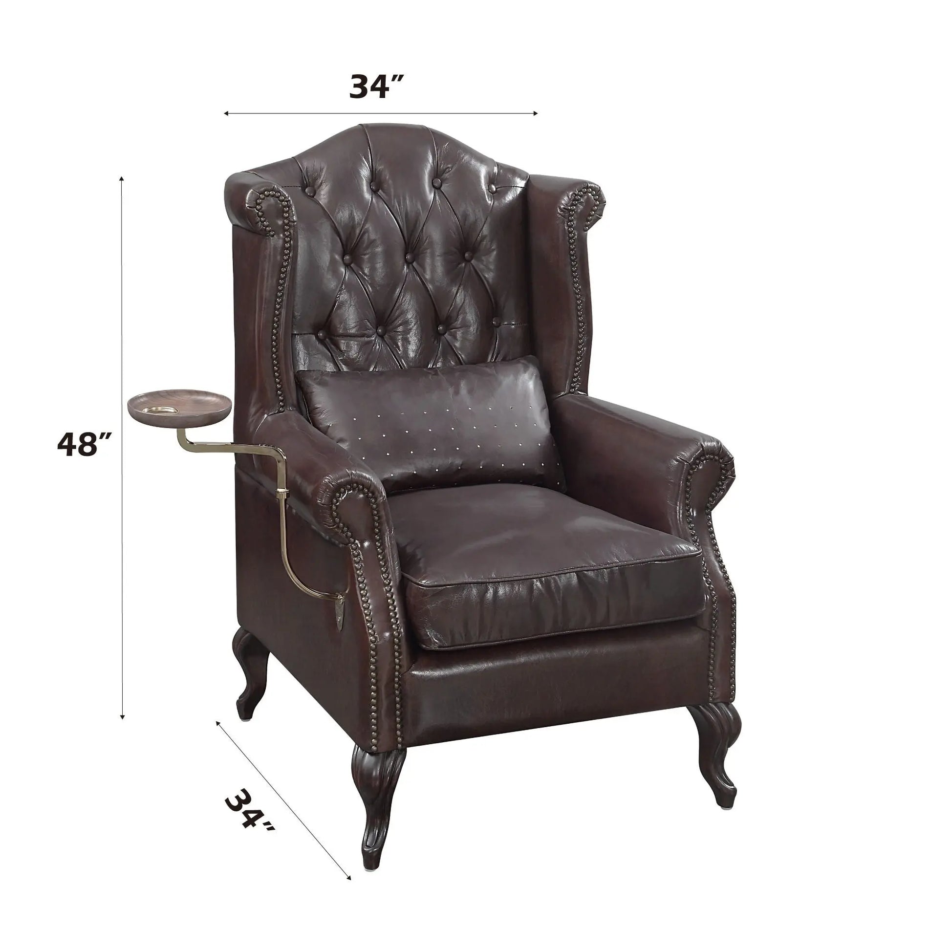 Pino - Vintage Top Grain Leather Accent Chair With 1 Toss Pillow - Brown Acme
