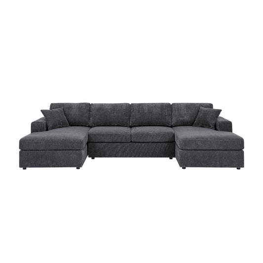 3 Piece Corduroy Double Chaise Sectional Sofa The Soft House