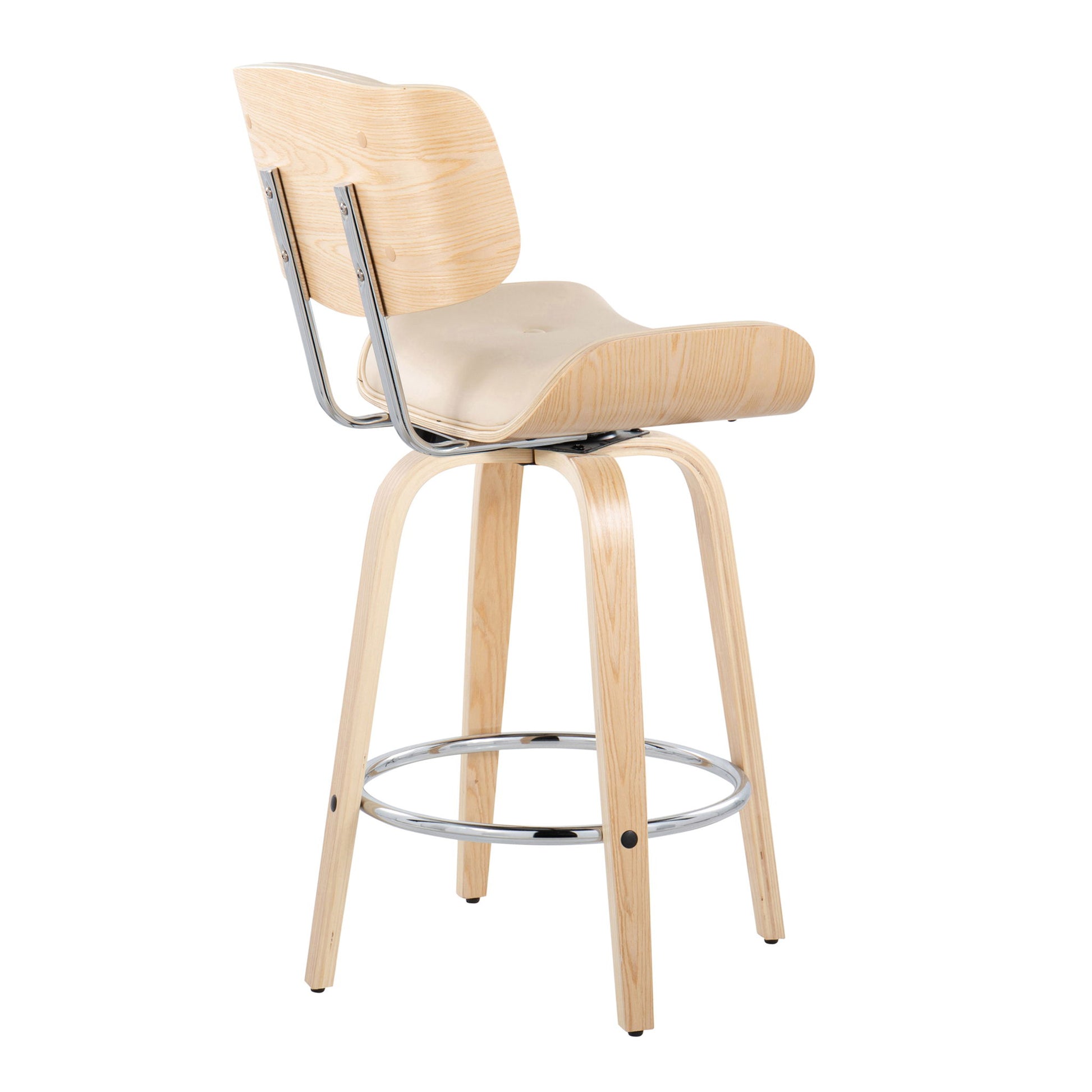 Lombardi - Mid Century Modern Fixed Height Counter Stool With Swivel With Round Footrest (Set of 2) Lumi Source