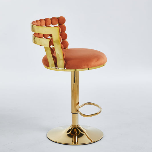 Modern Bar Chair With Iron Tube Legs, Soft Cushions And Comfortable Backrest, Suitable For Dining Room, Living Room, Cafe, Hairball Back, Bar Stool Home Essentials
