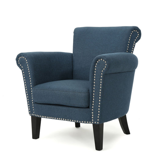 Elegant Club Chair With Nailhead Trim And Birch Wood Legs Noble House