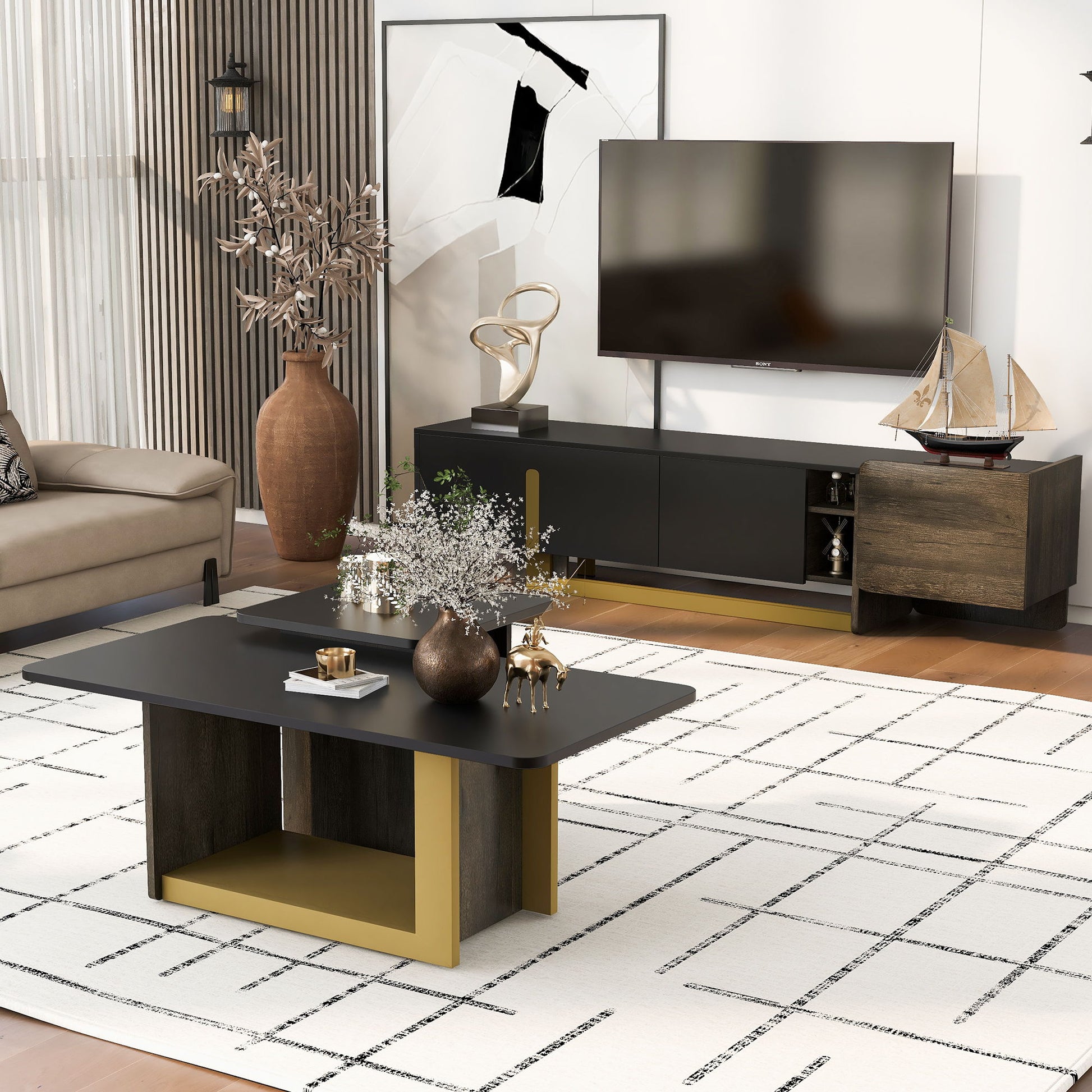 Modern TV Stand And Coffee Table (Set of 2) Hearth and Haven