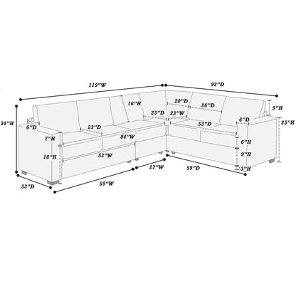 L-Shaped Sectional Set For Living Room Home Essentials