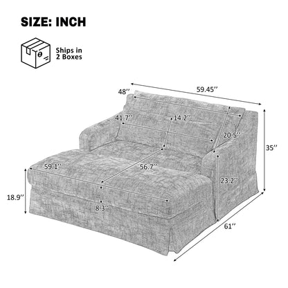Sofa Bed Loveseat With Textured Surface And 2 Cushions Hearth and Haven