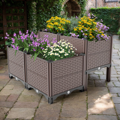 Raised Garden Beds Outdoor, Planter Boxes Outdoor For Vegetables, Flowers, Herbs, Garden Box With Drain Outlet, Heat And Frost Resistant Planters - Black / Brown Daily Nest