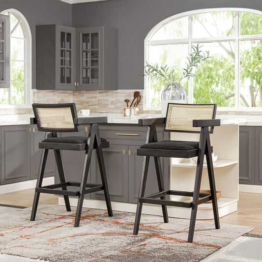 Milan - Modern Webbing Back Stool With Arms (Set of 3) Jennifer Taylor Home