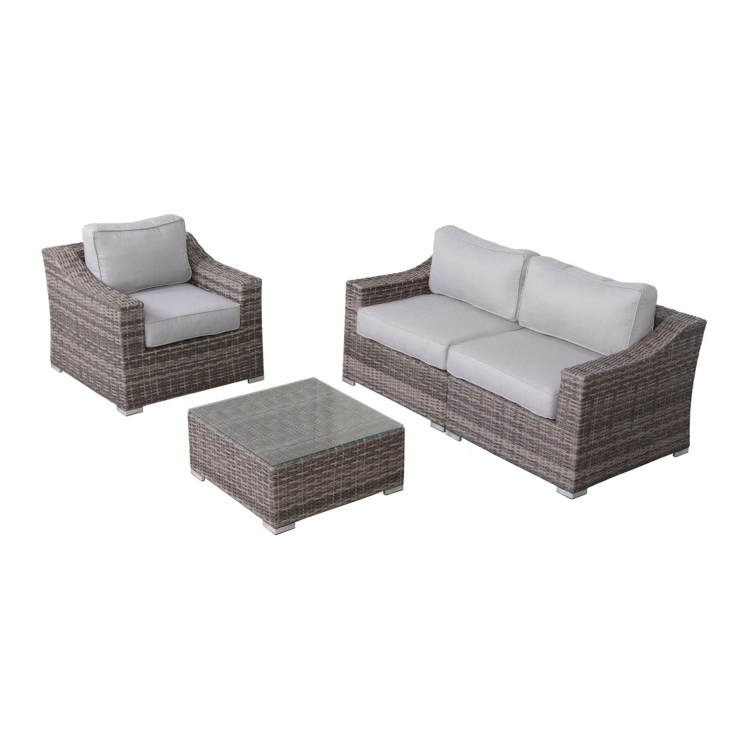Outdoor Wicker Conversation Set With Cushions, All Weather LSI Patio Furniture