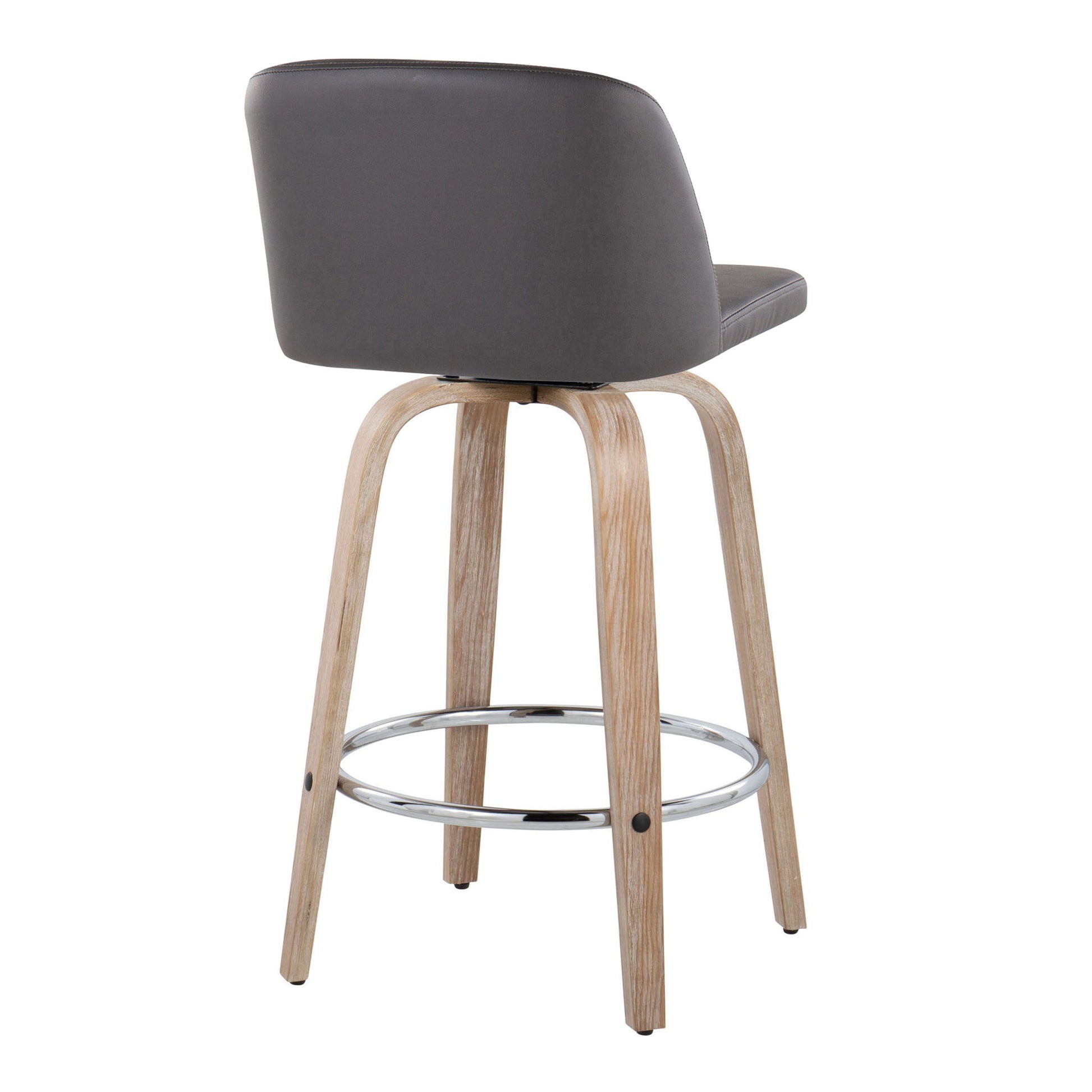 Toriano - Modern Design Fixed Height Counter Stool With Swivel With Round Footrest (Set of 2) Lumi Source