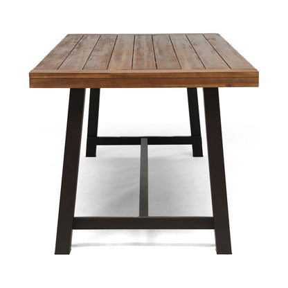 Equilibrium - Outdoor Dining Table With Wooden Frame And Slat Top Noble House