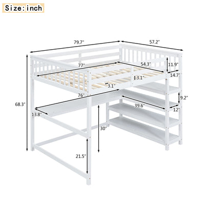 Loft Bed With Storage Shelves And Under Bed Desk Hearth and Haven
