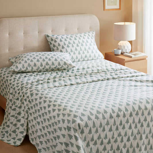 Cozy Cotton Flannel - King Printed Sheet Set - Ikat Tree True North by Sleep Philosophy
