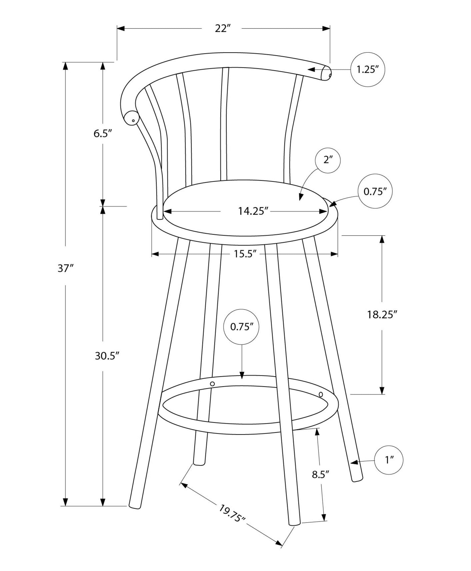 Swivel Stool Bar Height, Stylish Design Contemporary & Modern (Set of 2) 8th Street