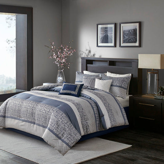 Rhapsody - Queen7 Piece Comforter Set - Navy