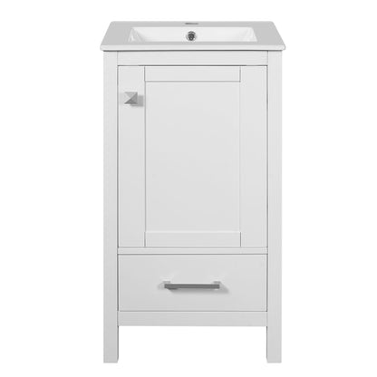 Bathroom Vanity With Ceramic Sink, Soft Close Drawers, Door Organizer, Divider Drawer, Adjustable Foot Pads Hearth and Haven